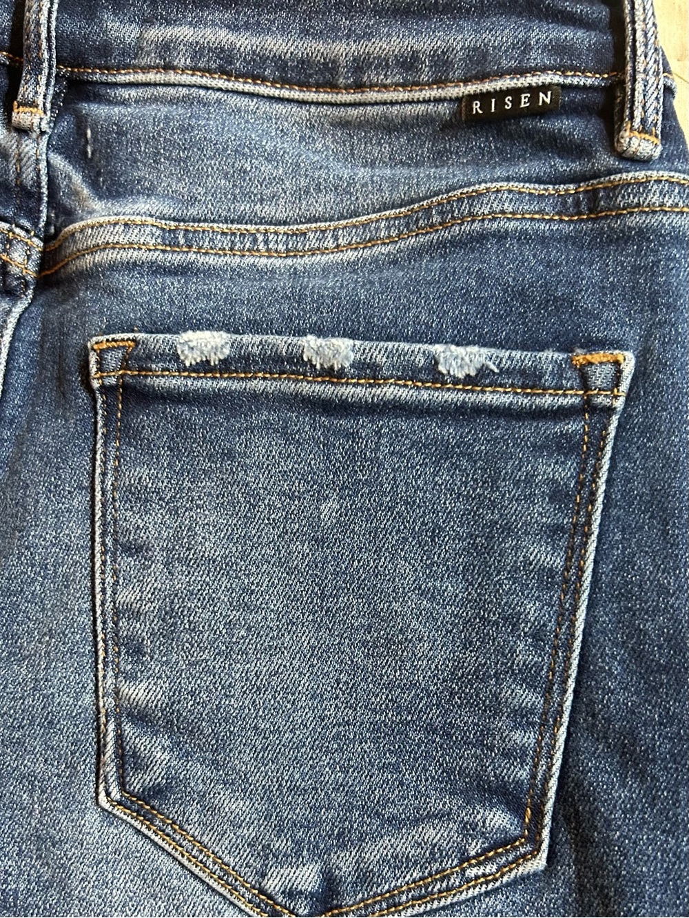 Women’s Risen Blue Denim Jeans - Classic Back Pocket Style